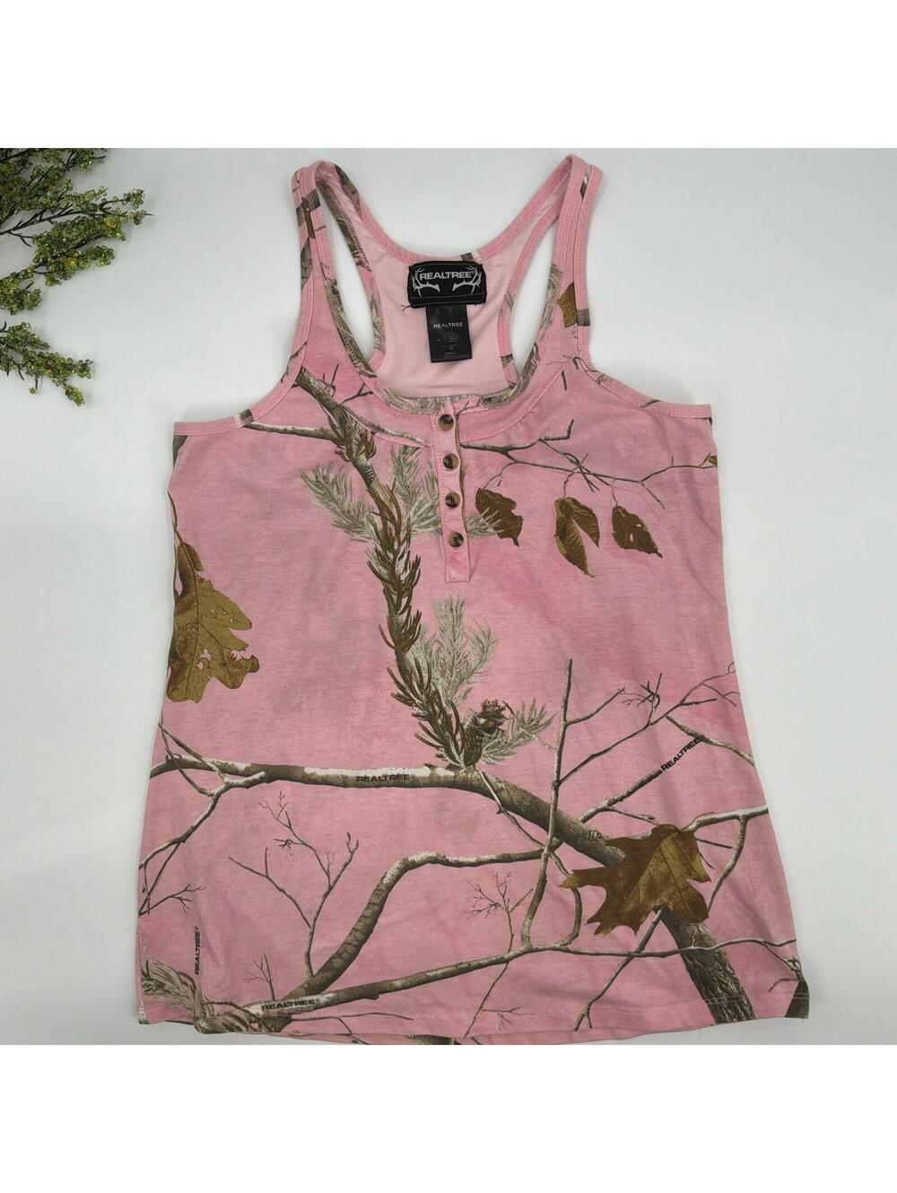 REALTREE Pink Camo Racerback Tank Top Size M